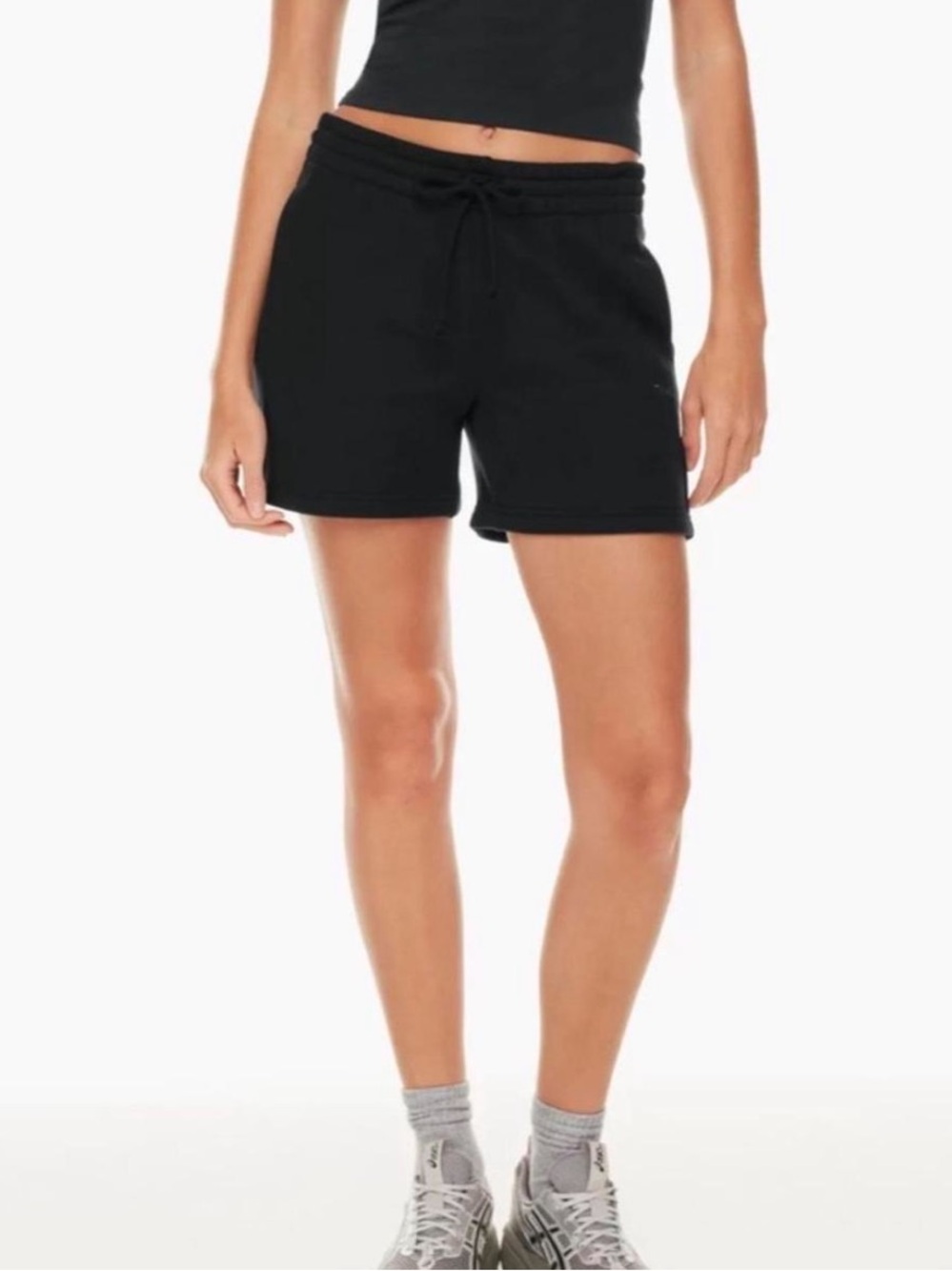 Black Aritzia TNA Sweatfleece boyfriend fit shorts